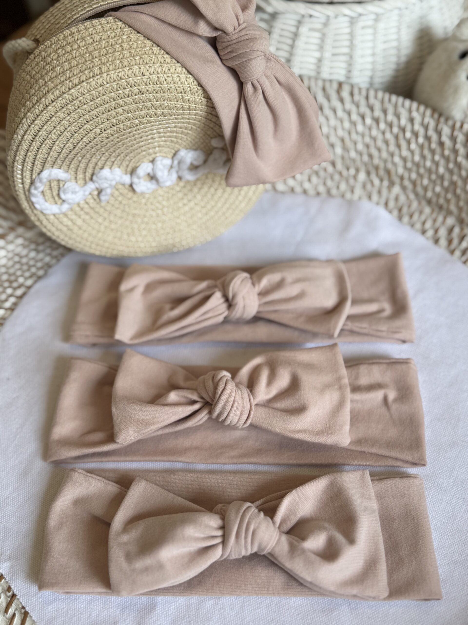 Plain Pink baby headband top knot