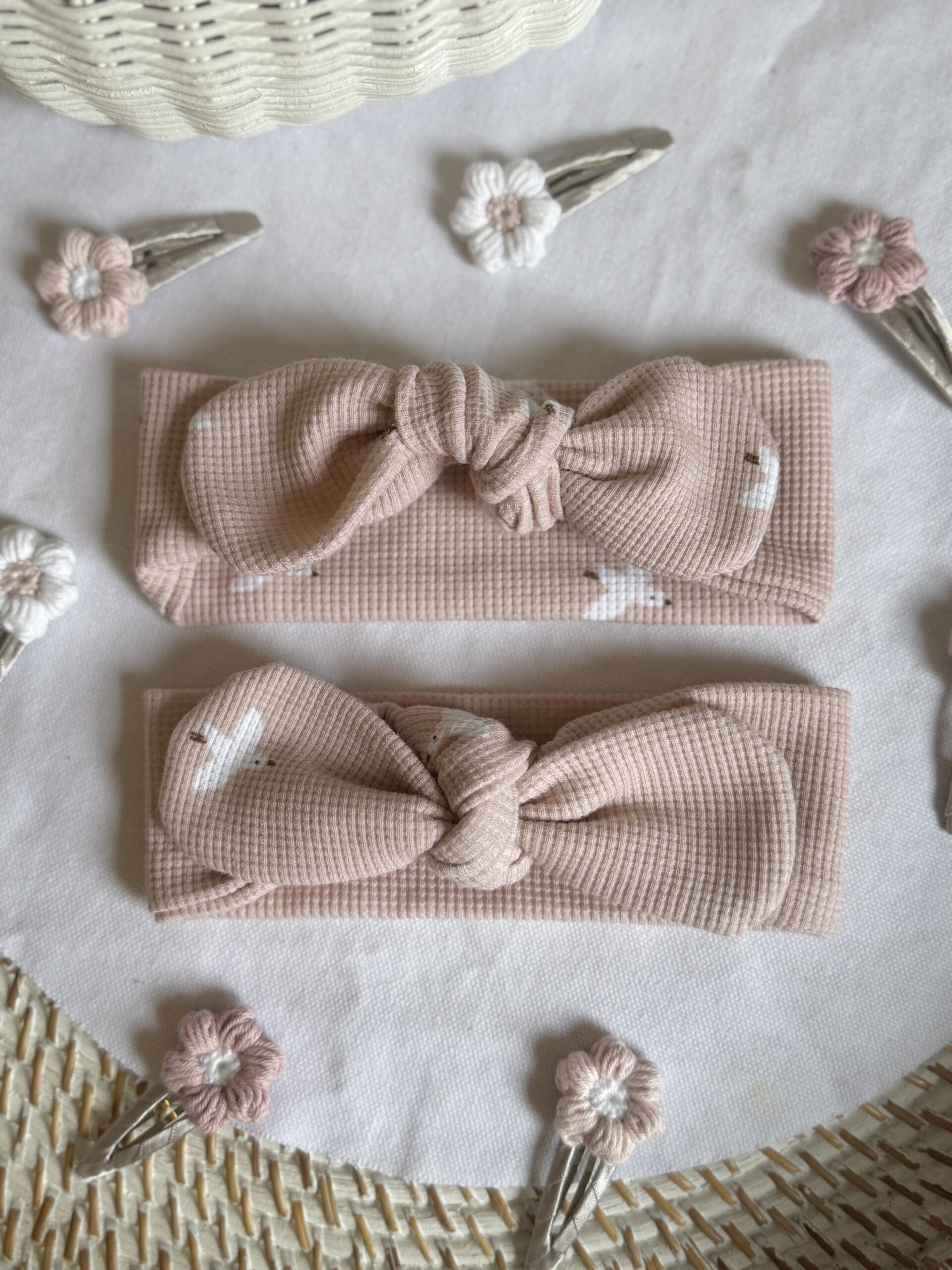 Pink Waffle Headband Top Knot